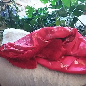 Red Silk Fuzzy Blanket Japanese Blanket